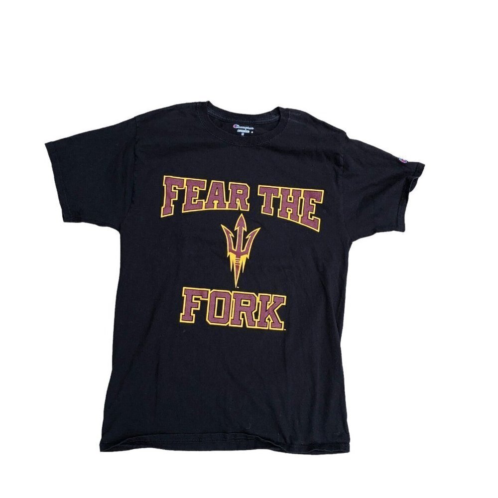 CHAMPION Arizona State University ASU T Shirt Men's MEDIUM Fear the Fork Black‍